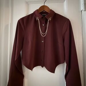 Disturbia Cropped Blouse with Chain Detail